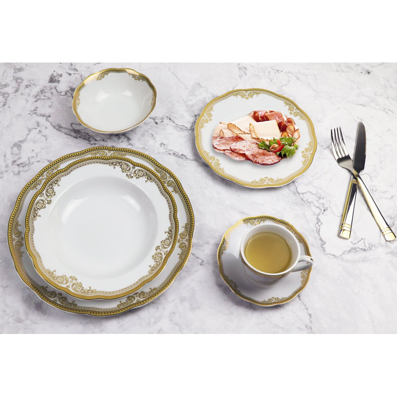 Lorren Home Trends Catherine 57 Piece Dinnerware Set, Service for 8